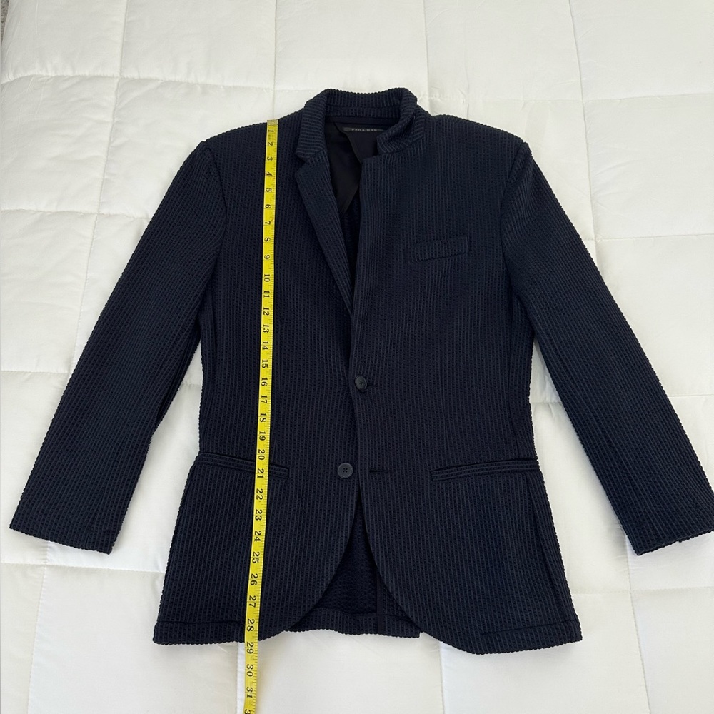 ZARA Jacket Navy Blue, uniquely textured fabric for men Small 38S